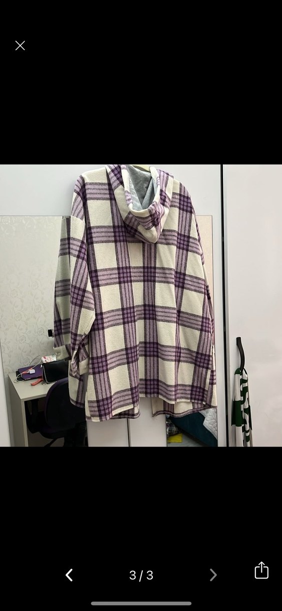 Mor Ekose Desenli Düğmeli Kadın Gömlek - Görsel 3