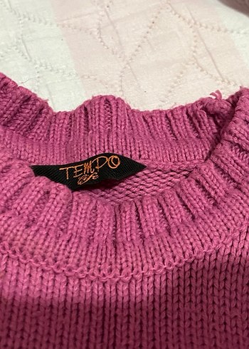 Nakışlı Pembe ve Haki Yeşili Kadın Triko Kazak - Görsel 5