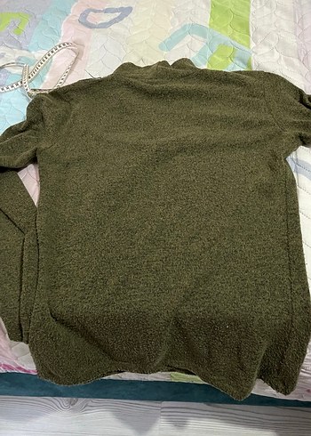 Nakışlı Pembe ve Haki Yeşili Kadın Triko Kazak - Görsel 7