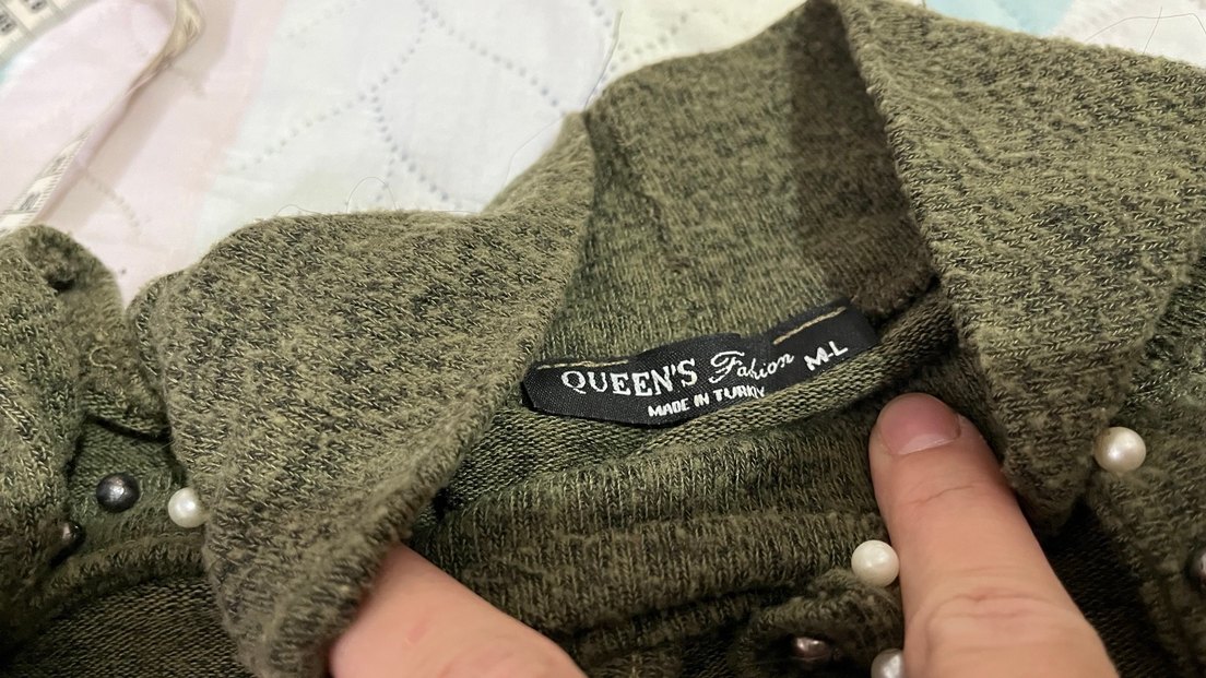 Nakışlı Pembe ve Haki Yeşili Kadın Triko Kazak - Görsel 4