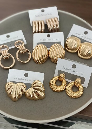 Altın Renk Mini Modern Klasik Kadın Küpeler