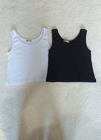 Asfamoda Siyah ve Beyaz Crop Top