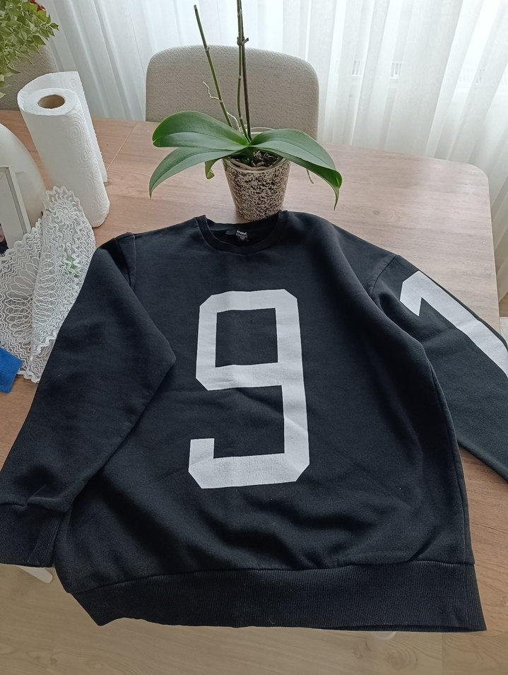 Siyah Siyah baskılı erkek swetshirt - Görsel 2