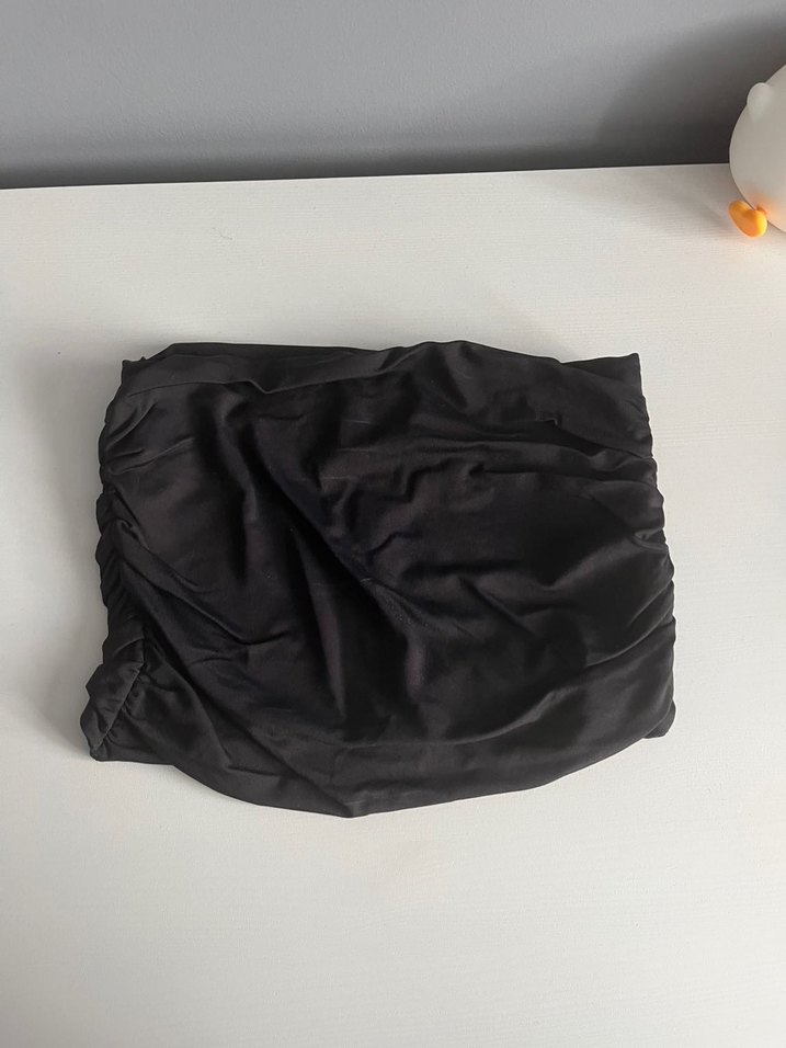 Beyaz-Siyah Straplez Kadın Büstiyer Midi İkili - Görsel 2