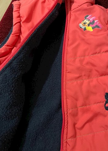 Kız Çocuk Pembe Fermuarlı Yelek Minnie Desenli - Görsel 3