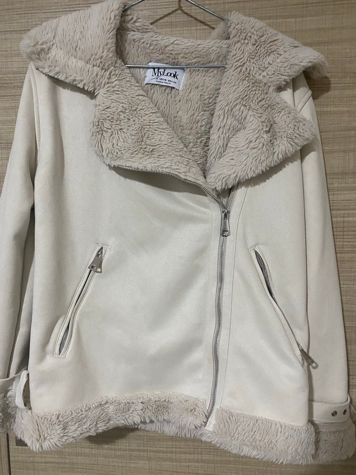 Kürklü Bej Kadın Mini Ceket - Görsel 2