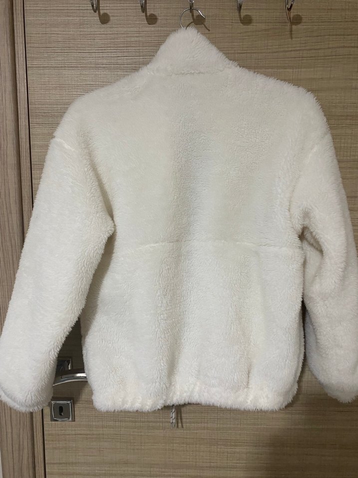 Beyaz Peluş Kadın Ceket - Görsel 4