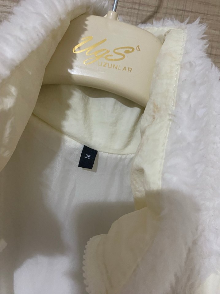 Beyaz Peluş Kadın Ceket - Görsel 5