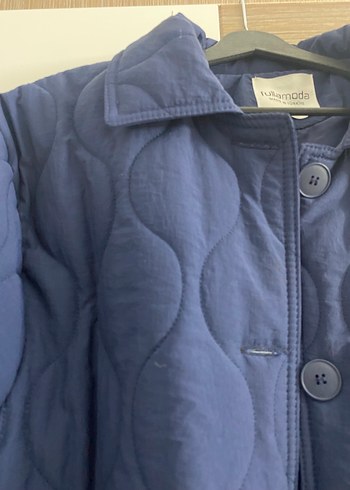 Düğmeli Lacivert Kadın Keten Ceket - Görsel 2