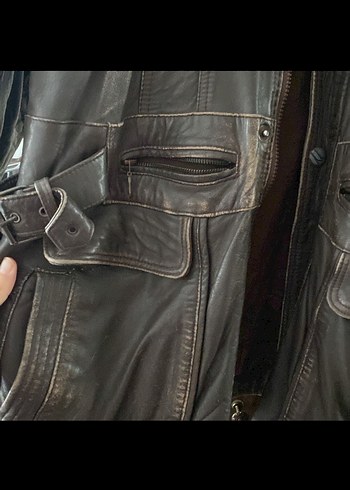 Kahverengi Deri erkek Ceket - Görsel 2