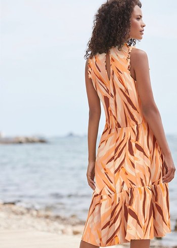 Camel Renkli  uzun yazlık Elbise - Görsel 4