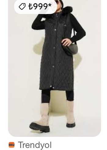 Siyah Kapitone Uzun Sıfır Kol Kadın Yelek - Görsel 3