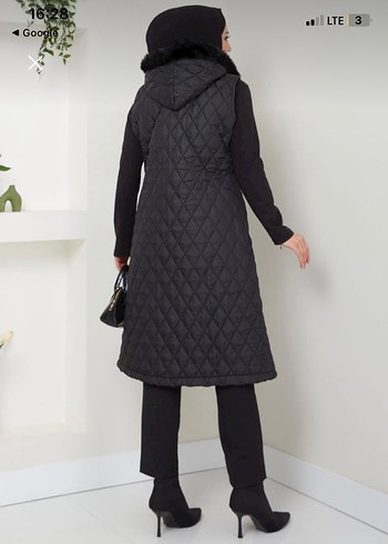 Siyah Kapitone Uzun Sıfır Kol Kadın Yelek - Görsel 5