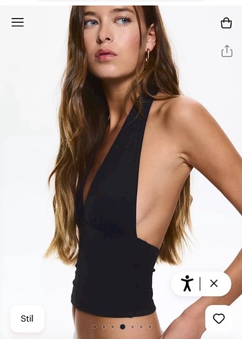 Sırt Dekolteli Siyah Halter Crop Top - Görsel 3