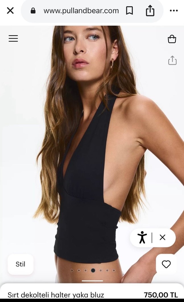 Sırt Dekolteli Siyah Halter Crop Top - Görsel 3