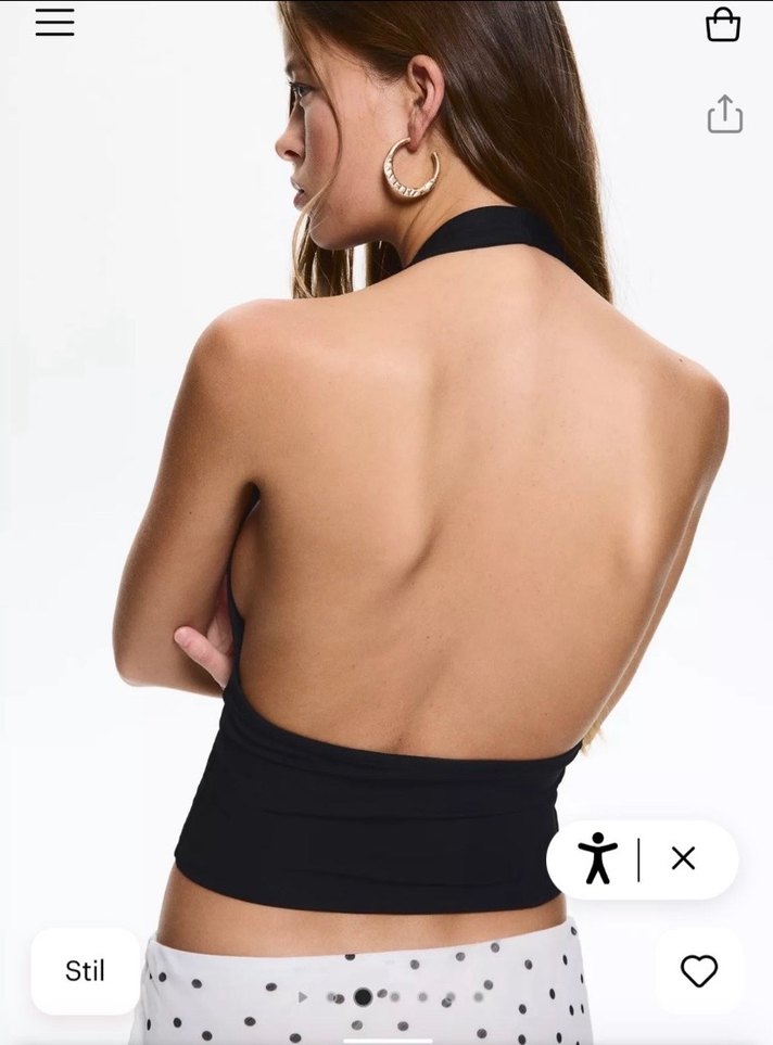 Sırt Dekolteli Siyah Halter Crop Top - Görsel 4