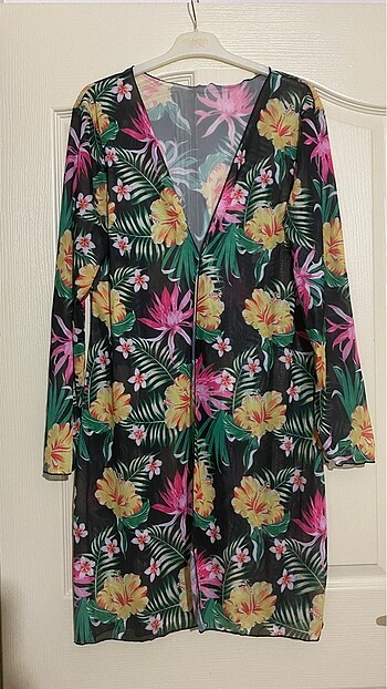 Diğer Tropikal Desenli tül kimono pareo