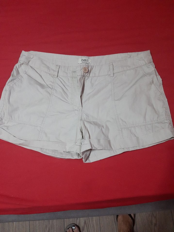 Bej keten Rahat Kesim Mini  Şortu - Görsel 3