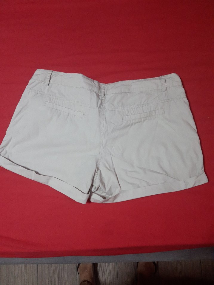 Bej keten Rahat Kesim Mini  Şortu - Görsel 2