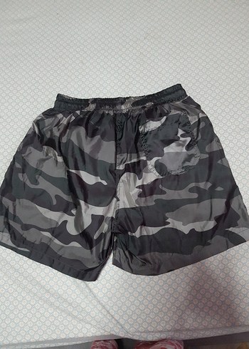 Gri Kamuflaj Desenli bayan Mini Şort - Görsel 2