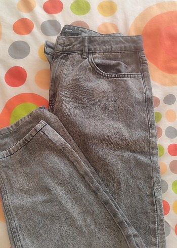 Gri Tie-Dye Denim Salaş Midi Jean - Görsel 2