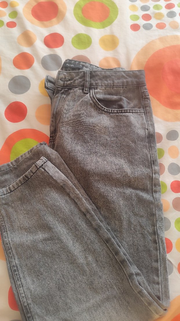 Gri Tie-Dye Denim Salaş Midi Jean - Görsel 2