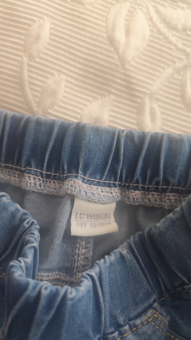 Kız Çocuk Gri Mavi Bol Kesim Denim Pantolon - Görsel 2