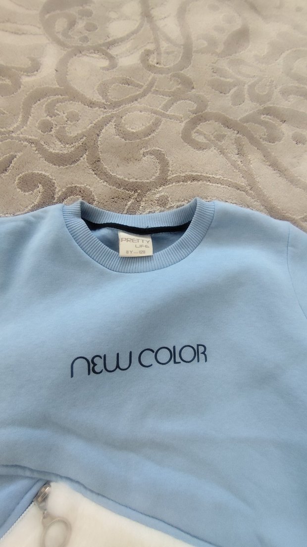 Mavi Peluş Detaylı Kız Eşofman Takımı - Görsel 3