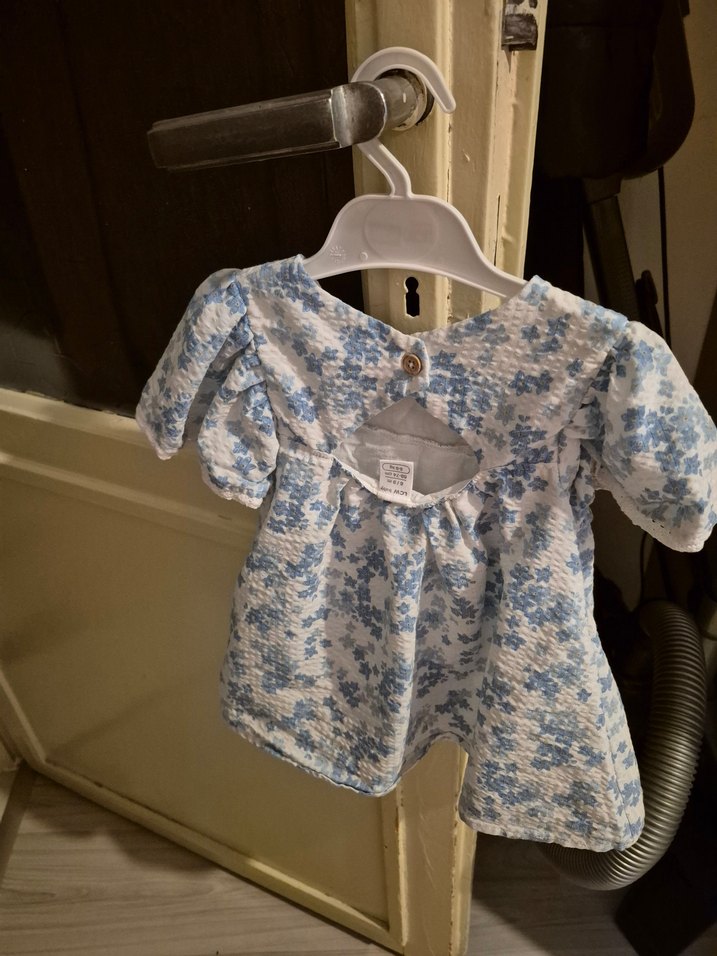 Mavi Çiçekli Kız Çocuk Elbise - Görsel 2