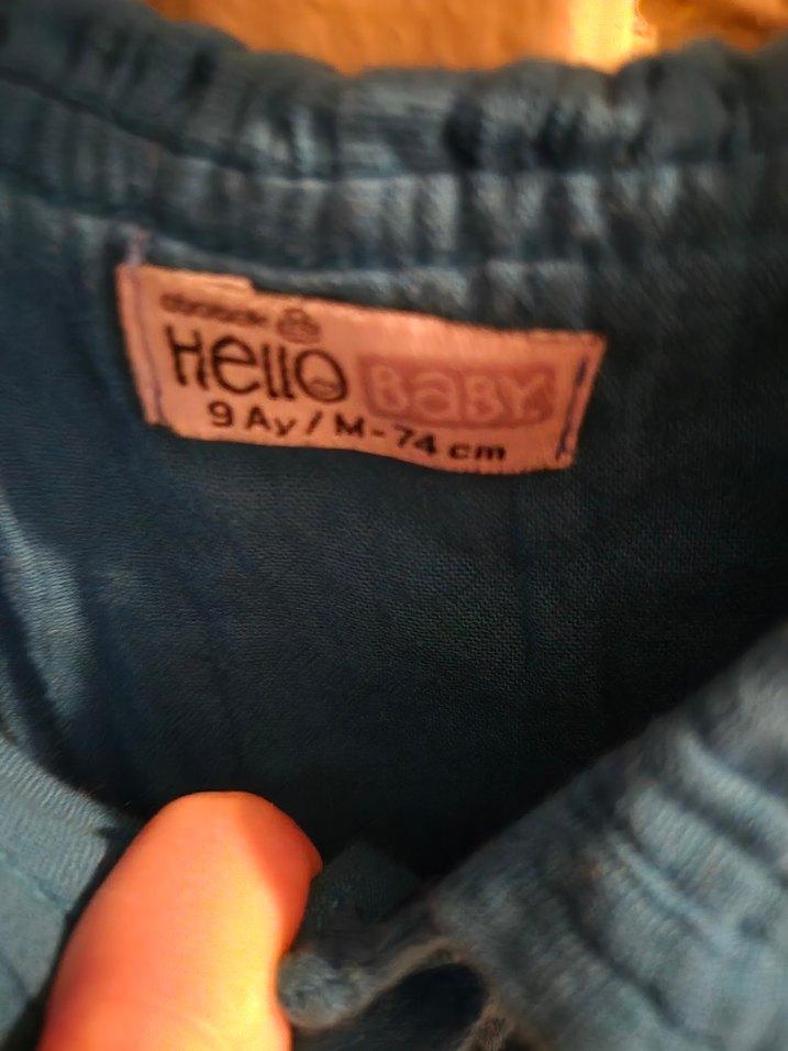 Kız Bebek Mavi Keten Fırfırlı Elbise - Görsel 2