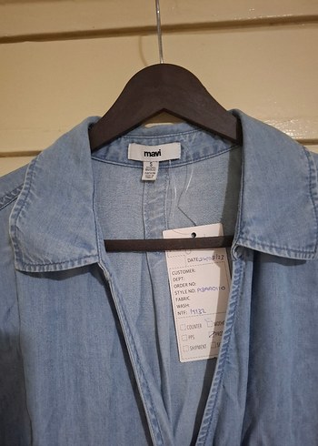 Deri Kemerli Midi Boy Mavi Kot Elbise - Görsel 3