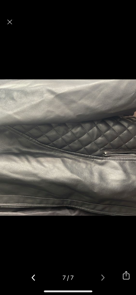 UNISEXSiyah Deri Biker Ceket - Görsel 2