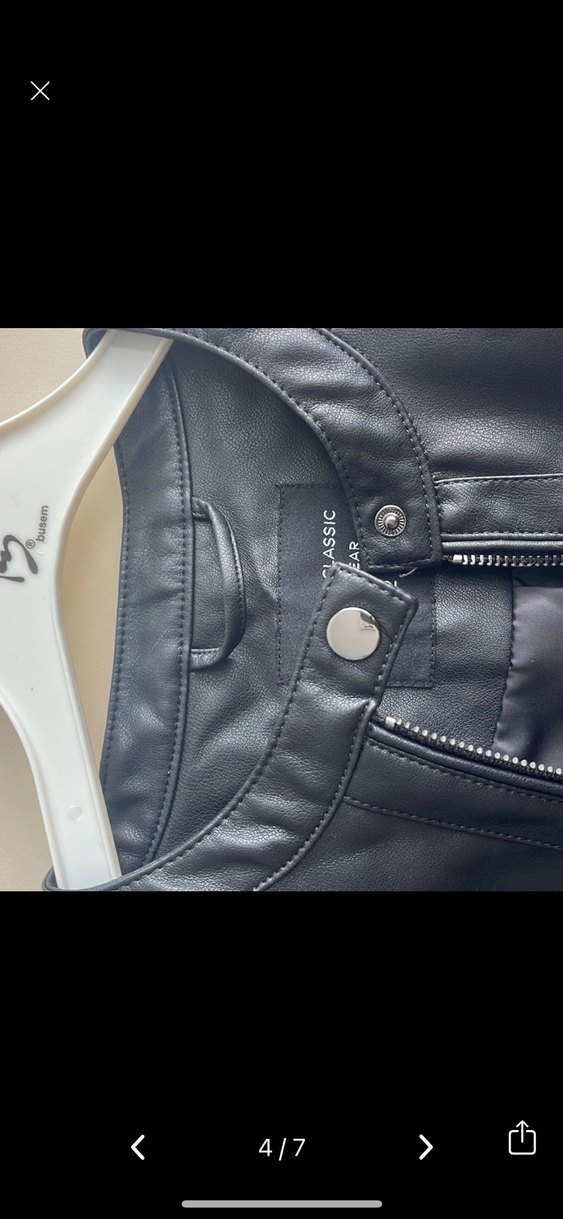 UNISEXSiyah Deri Biker Ceket - Görsel 4