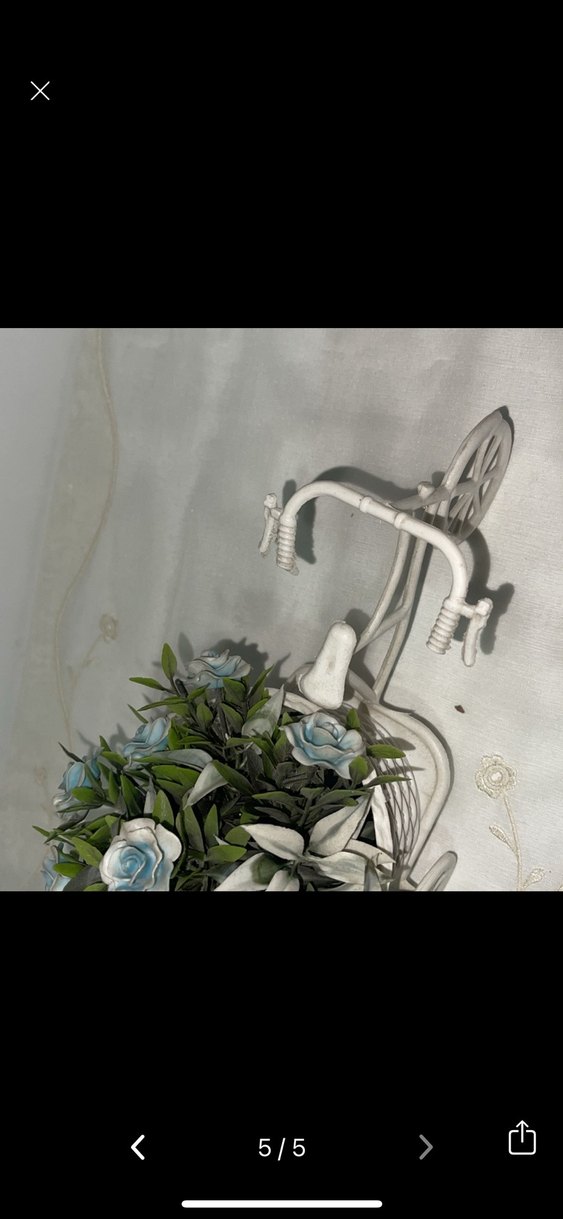 Beyaz Sepetli Dekoratif Bisiklet Saksı - Görsel 3