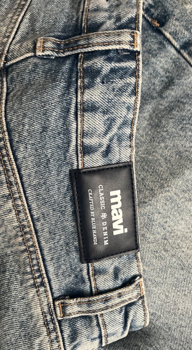 Gri Batik Desenli Kadın Kot Pantolon - Görsel 5