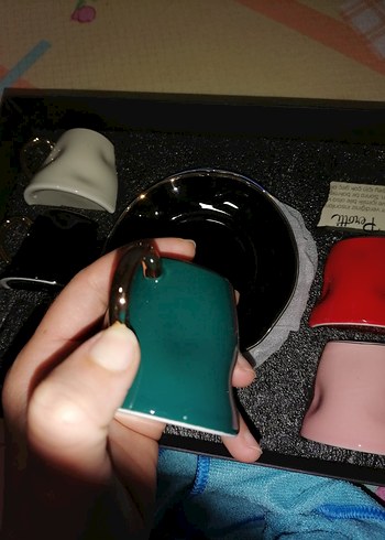 Koyu Turkuaz Mini Seramik Fincan - Görsel 6