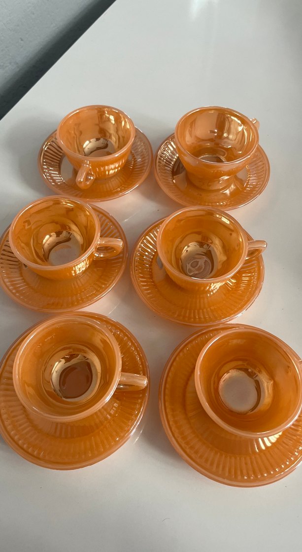 Parlak Bej Cam Fincan ve Tabağı Seti - Görsel 4