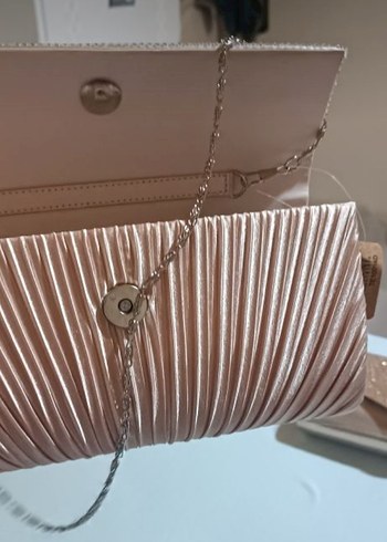 pudra renk taşlı abiye çanta - Görsel 2