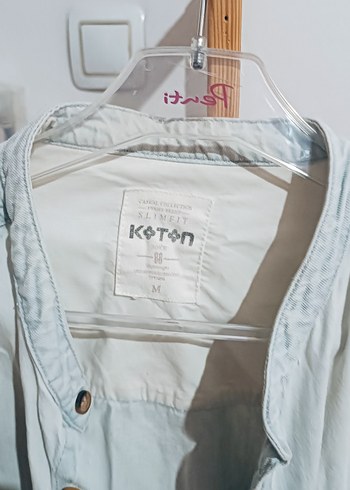 Gri Kadın Denim Gömlek, Düğmeli, Rahat Kesim - Görsel 2