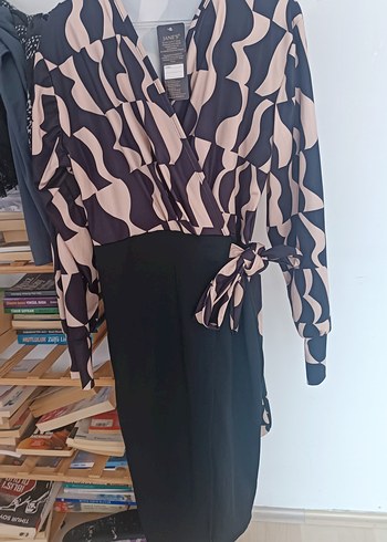 Kemerli Siyah Zebra Desenli Mini Elbise - Görsel 2