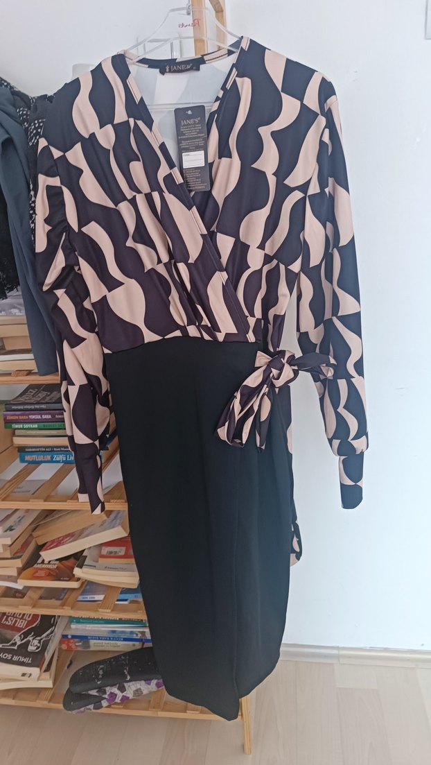 Kemerli Siyah Zebra Desenli Mini Elbise - Görsel 2