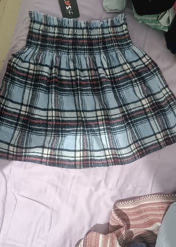 mavi Ekose Mini Etek - Görsel 2