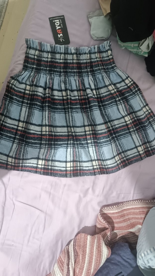 mavi Ekose Mini Etek - Görsel 2