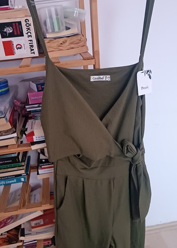 Kadın Haki Uzun Askılı Tulum - Görsel 2