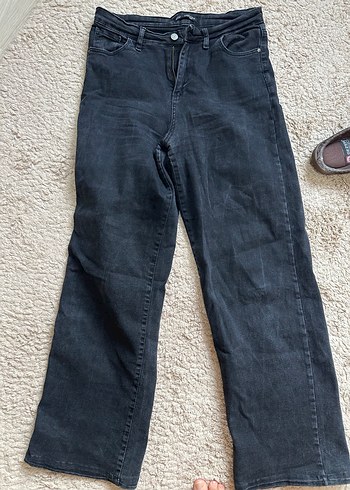 Fermuarlı Gri Denim Kadın Pantolon