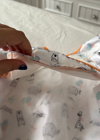 Uzun Kollu Bebek Önlüğü, Baskılı, Beyaz - Görsel 3