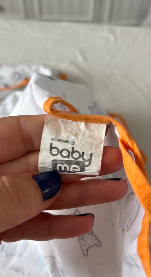 Uzun Kollu Bebek Önlüğü, Baskılı, Beyaz - Görsel 4