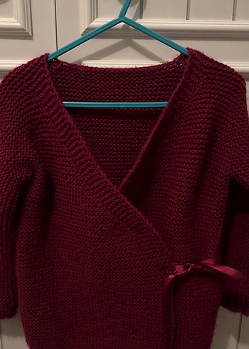 Bordo Triko kız çocuk hırka şapka patik takım - Görsel 2