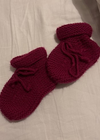 Bordo Triko kız çocuk hırka şapka patik takım - Görsel 4