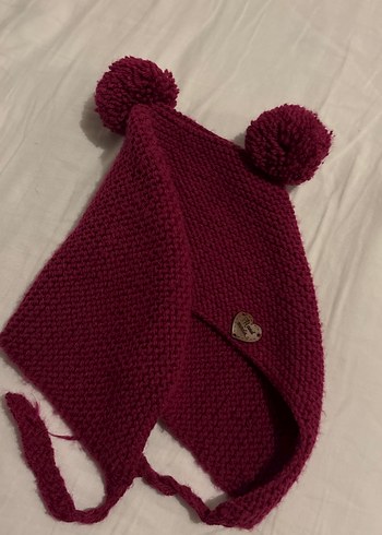 Bordo Triko kız çocuk hırka şapka patik takım - Görsel 3